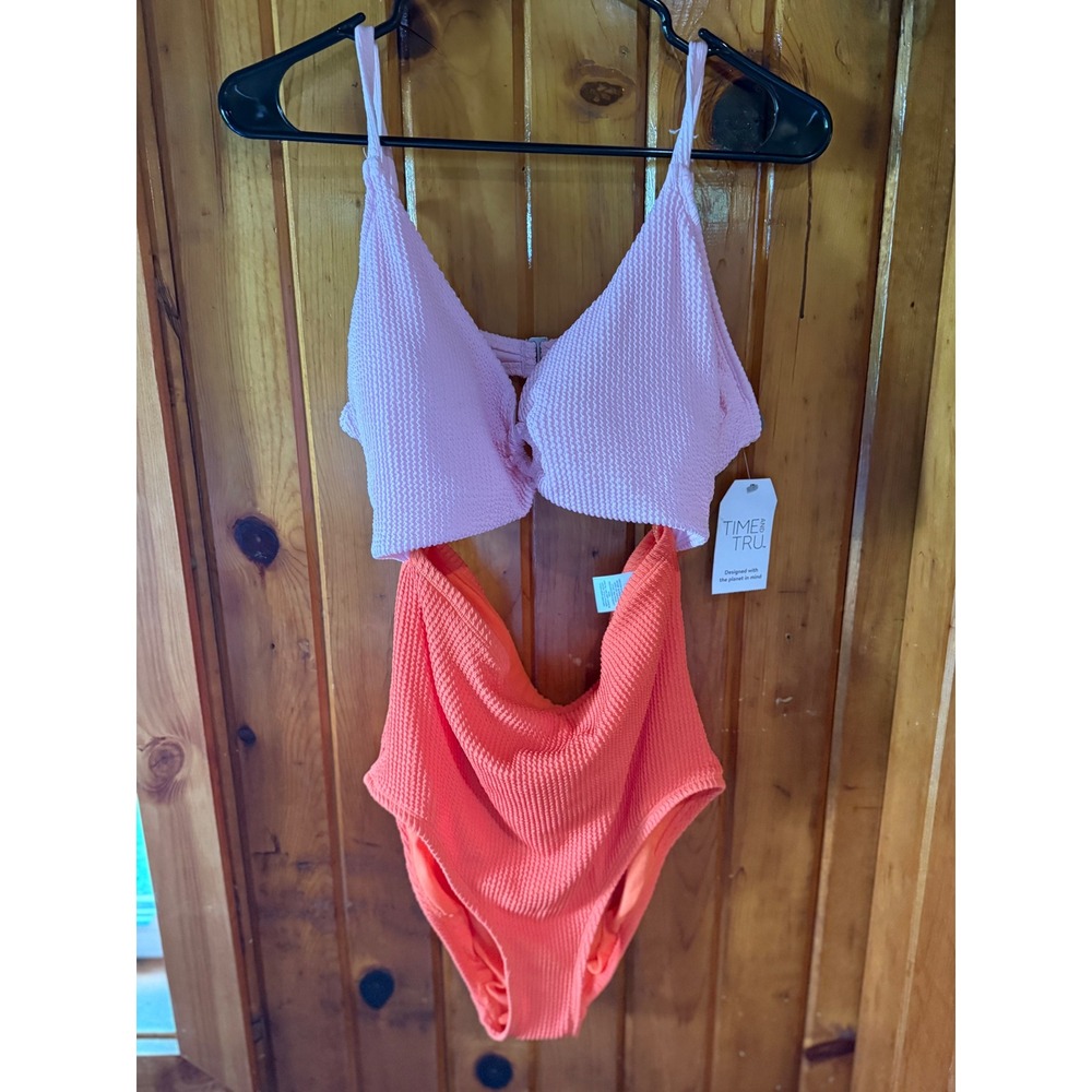 Time and Tru Pink and Orange Bikini Set